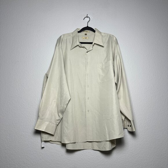 Arrow Microtech Button Up Shirt Mens 2XL Cream Formal Office Classic Business - Picture 1 of 11
